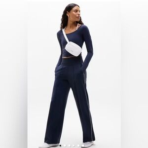 Athleta Venice High Rise Track Stripe Wide Leg Pant, Large